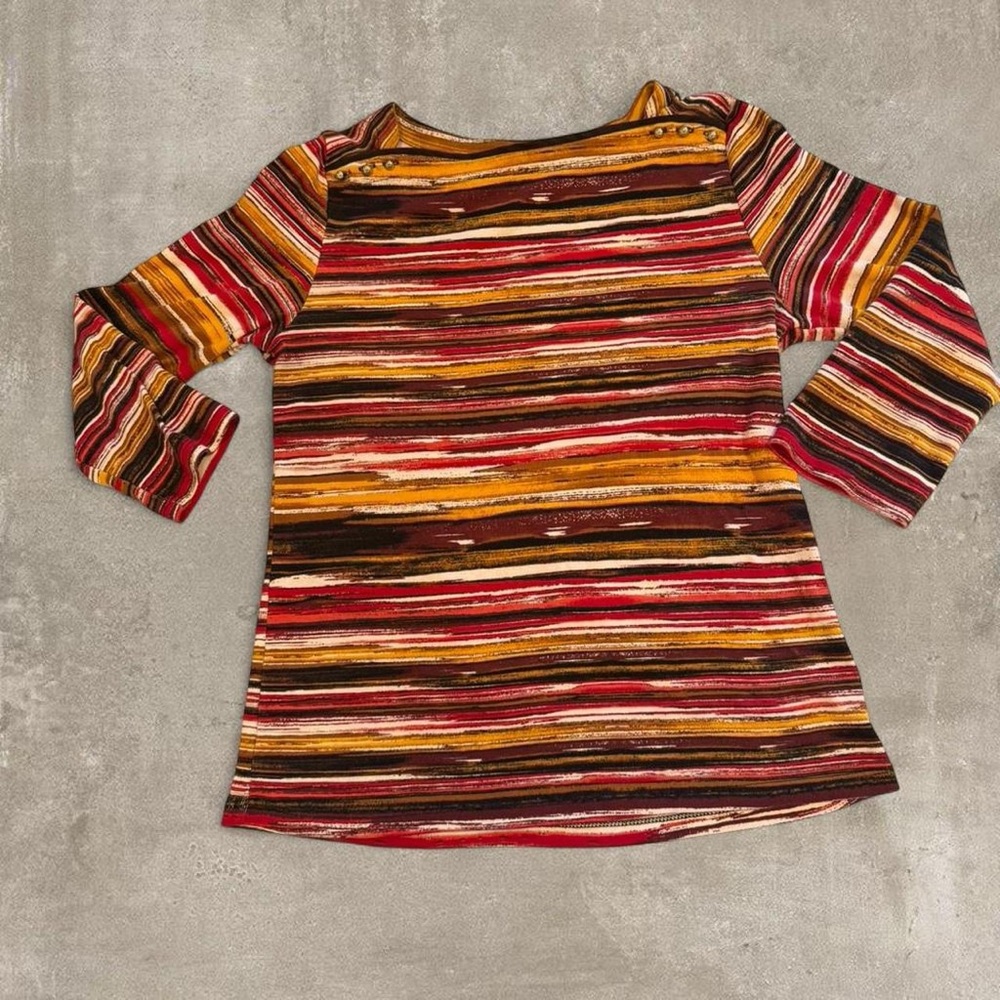 Rafaella Multicolor Striped Long Sleeve Top